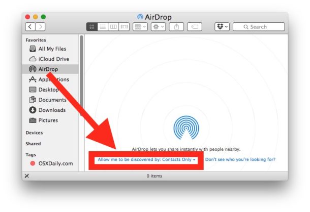 where can i find how my mac is known for air drop